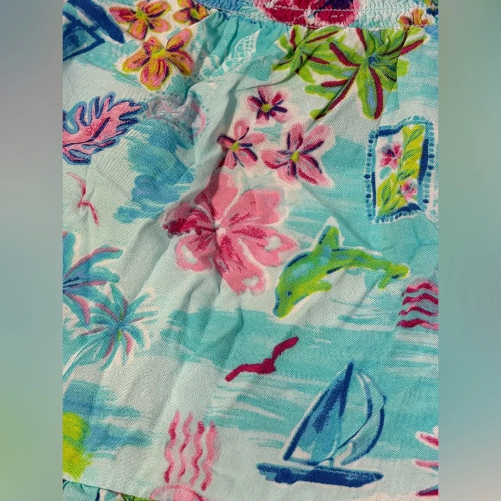Girls 5T Tropical Dress The Children’s Place Blue Floral Sundress Off Shoulder - Picture 7 of 13